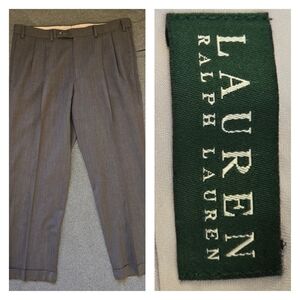 Lauren Ralph Lauren Dress Pants Mens Size 36 x 30 Gray Wool Blend Double Pleated